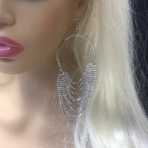 Bling Drape Rhinestone New Year’s Eve Earrings!!! - Picture 4 of 5